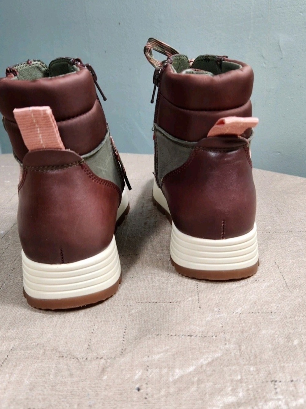 Alex Marie Thayla Women's 9.5 Hiker Sneakers Boots Suede Olive Maroon Pink 635 - Picture 6 of 10